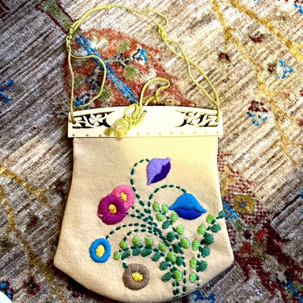 Circa 1920s or 30s Wool Felt Embroidered Bag